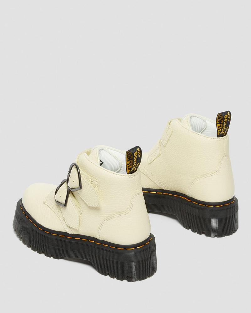 Women's Dr Martens Devon Heart Leather Platform Boots Cream | AU 235SGL